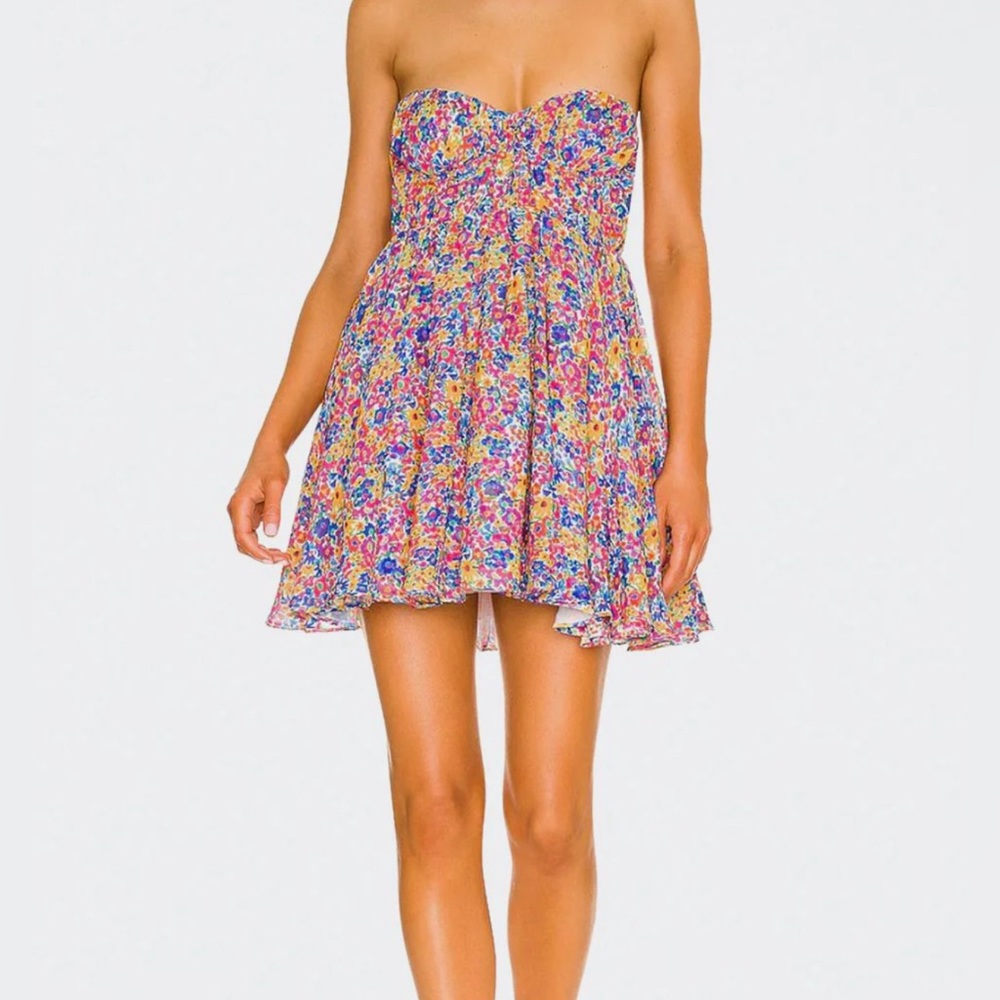 For Love and Lemons strapless floral dress
